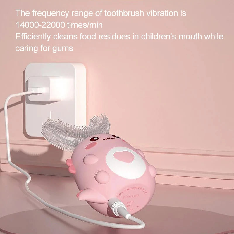 Brosse à dents électrique pour enfants en forme de U, rotation à 360 degrés