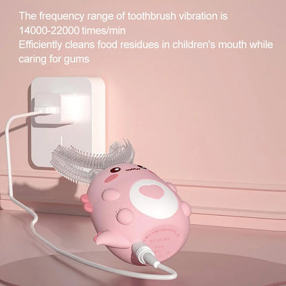 Brosse à dents électrique pour enfants en forme de U, rotation à 360 degrés